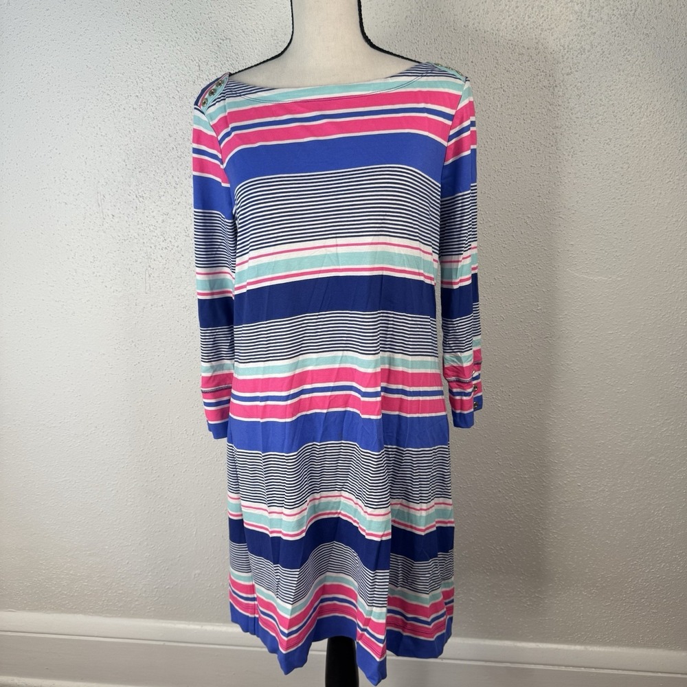 Lilly Pulitzer Women's Multicolor Striped Summer Sundress Mid Length Size M